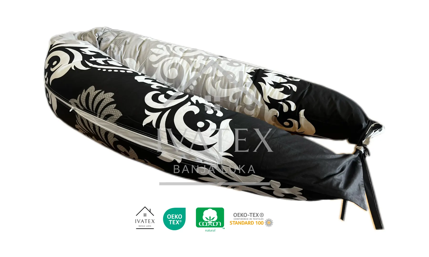 Trudnički jastuk – Crno-sivi sa detaljima