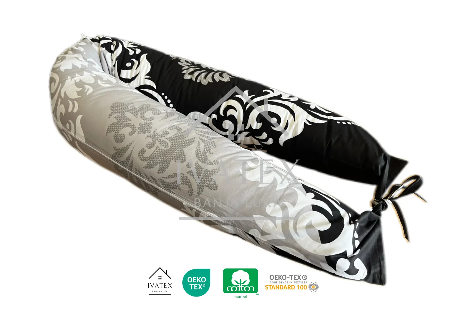 Trudnički jastuk – Crno-sivi sa detaljima