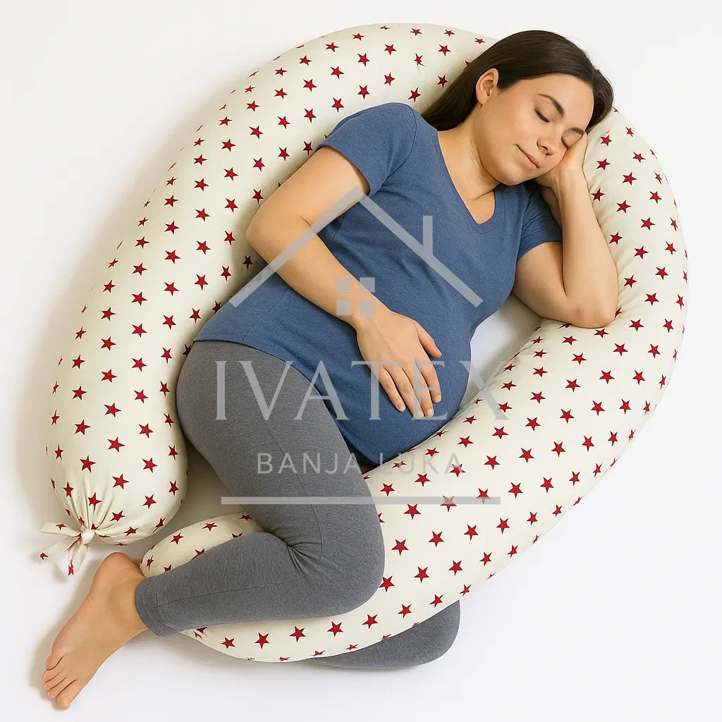 Jastuk za trudnice sa crvenim zvjezdicama